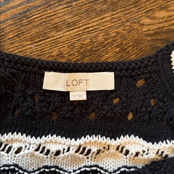 LOFT Black and Cream Crochet Tank Top - Picture 2 of 2